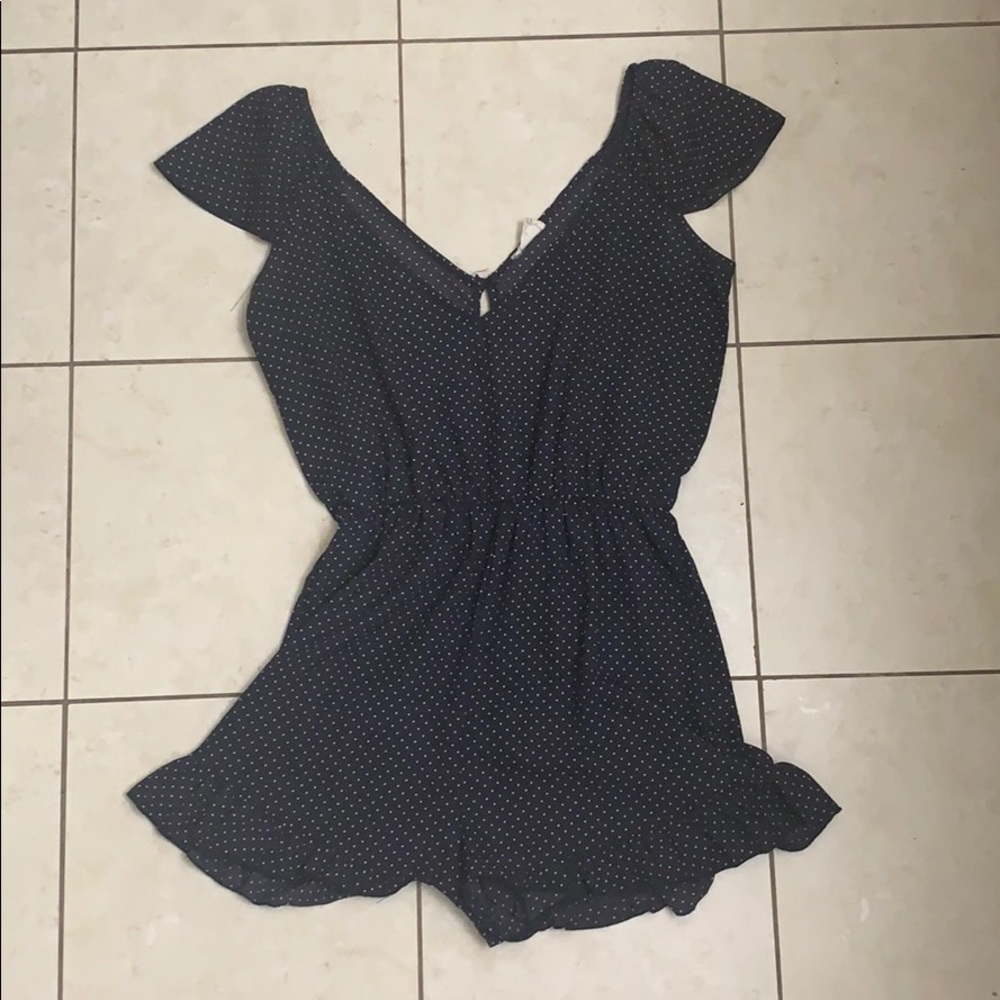 Urban Outfitters Navy Blue&white polka dot Romper